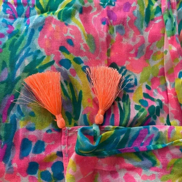 🎉HP🎉NWOT Lilly Pulitzer Cotton Wrap Scarf Fan Sea Pants Resort Cruise 52”x80 - Picture 2 of 11